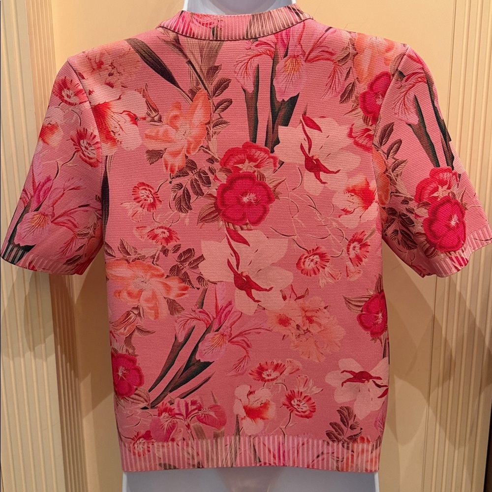 Zara Pink Floral Textured Knit Top Cardigan - Picture 4 of 6
